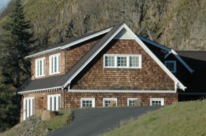 Columbia River Gorge Cottage with raw cedar shingles